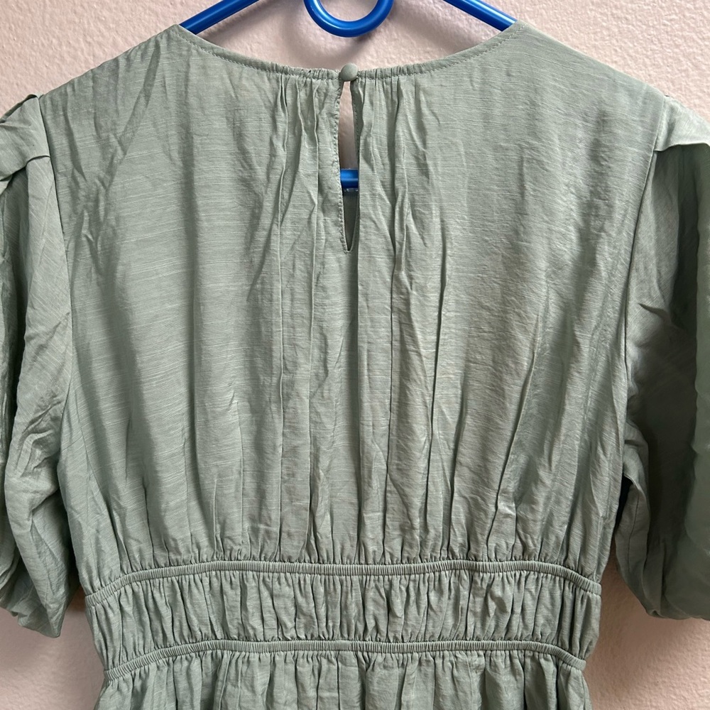 Moon River Sage Green Puff Sleeve Midi Dress Women’s Size S NWT - Picture 11 of 16